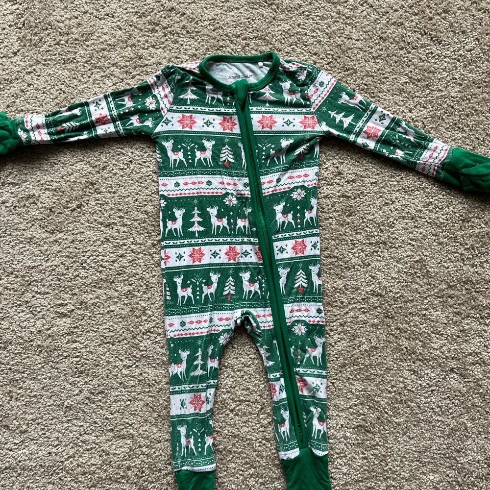 Angel Dear Green Holiday Patterned Footie